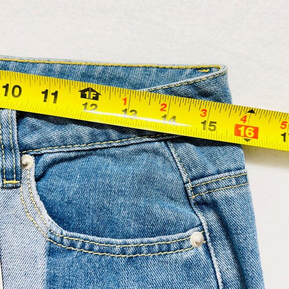 Missguided Women Colourblock Wrath Straight Leg Blue Denim Jean Sz 8 Raw Hem NWT - Picture 8 of 11